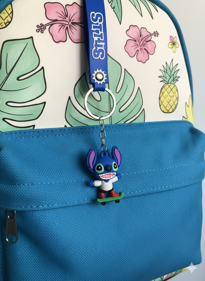 Cute Stitch Skateboard Keychain – Fun & Mischief