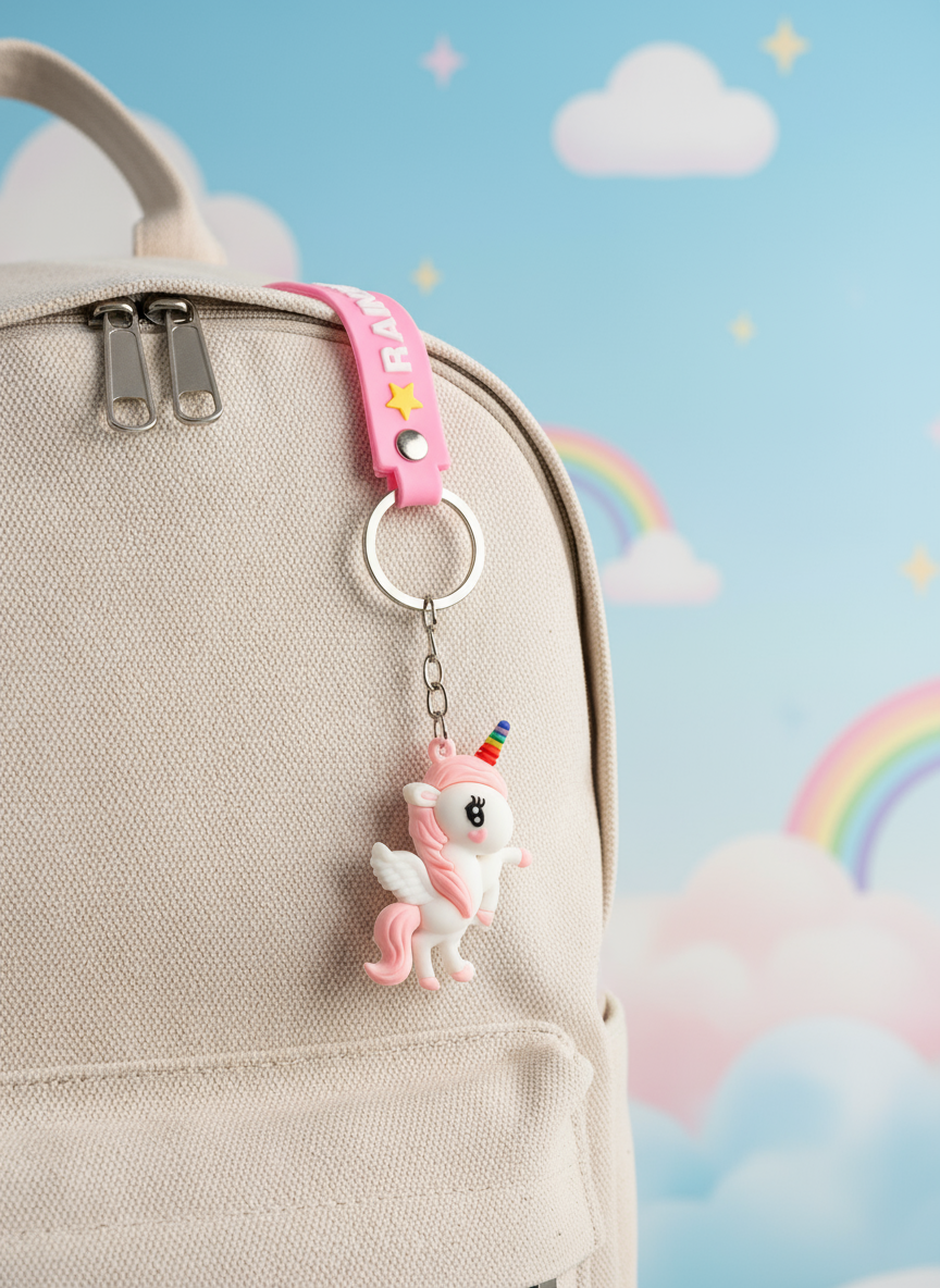 🤍 Snow Unicorn Keychain – Magic in Every Step