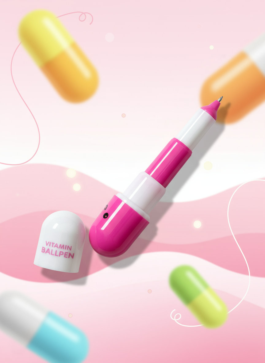 Cute Capsule Pen Set – Pack of 3