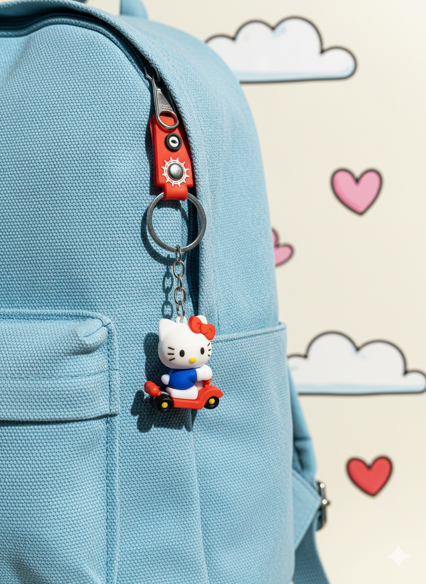 Cute Kitty on Scotty Keychain – Ride & Cuddles