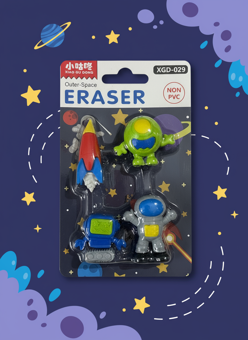 Cute Space Astronaut Eraser Set – Pack of 4