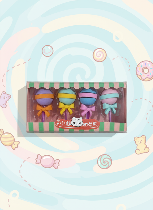 Cute Lollipop Eraser Set – Pack of 4