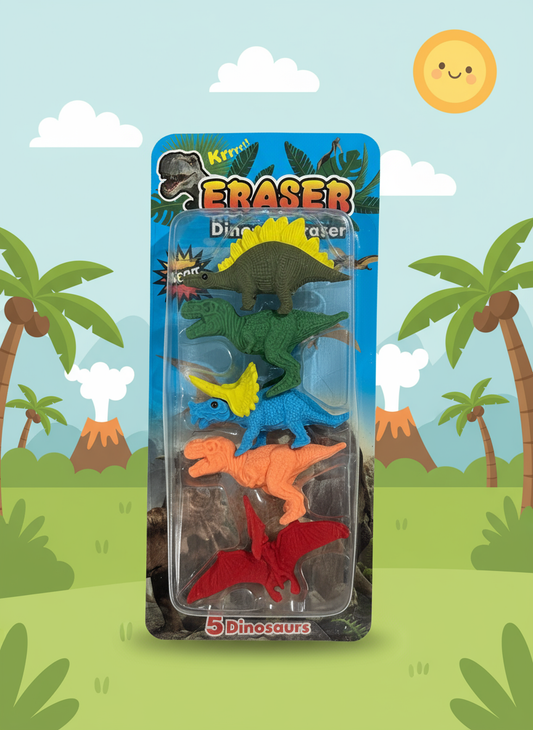 Cute Dinosaur Eraser Set – Pack of 5