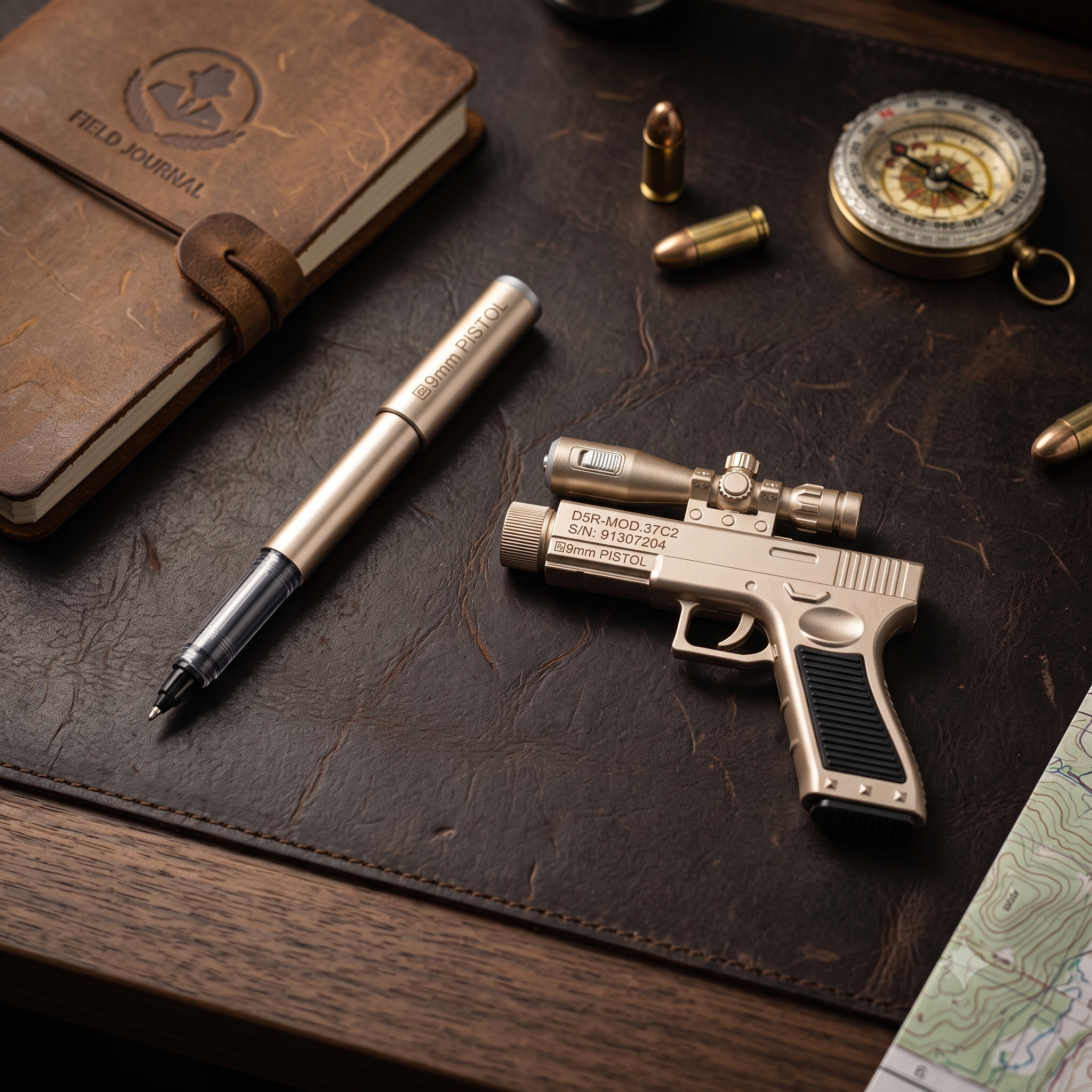 Sniper Pistol Novelty Pen - Gold